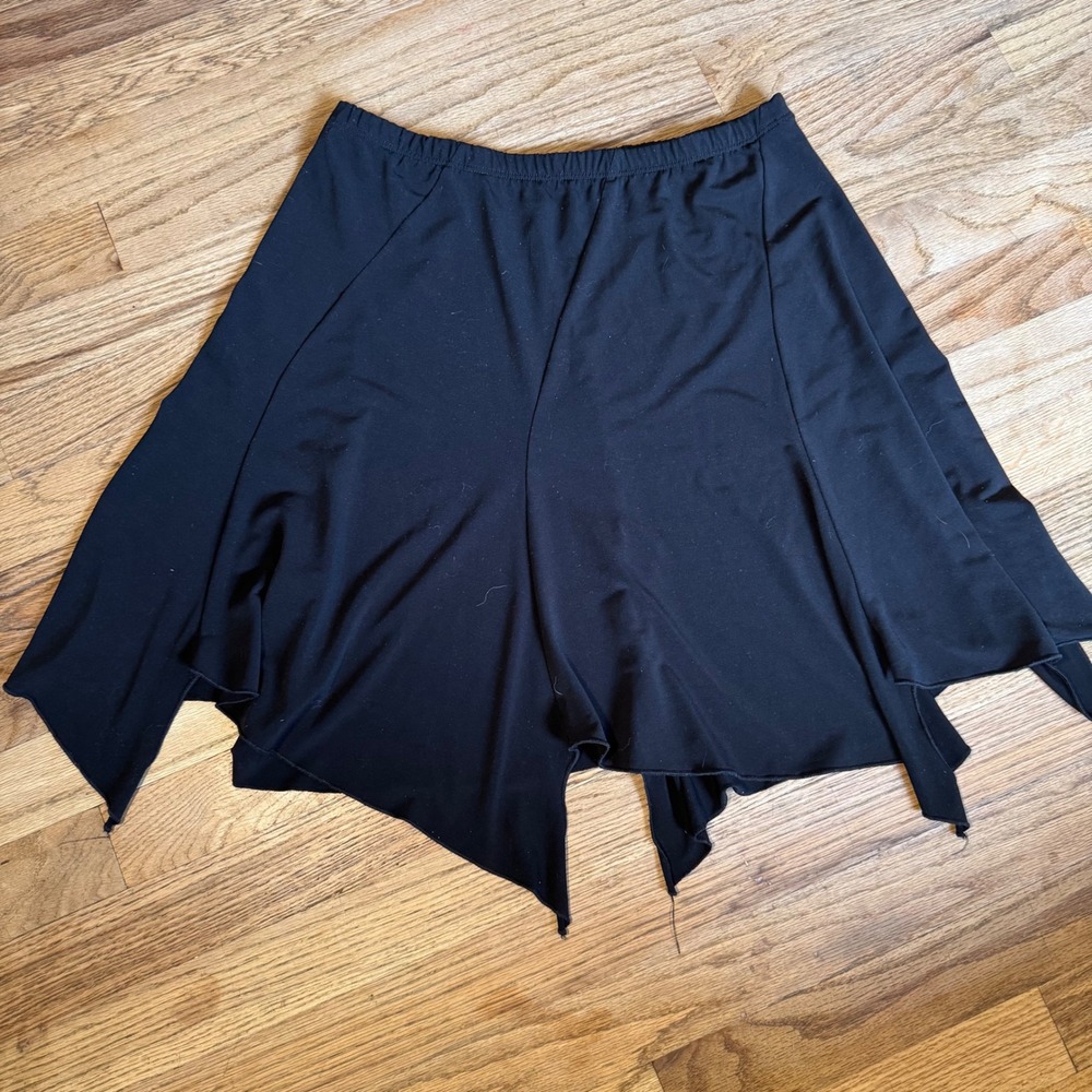 Fashion Bug Black Handkerchief Hem Skirt Elastic Waist Fairycore Goth Mini